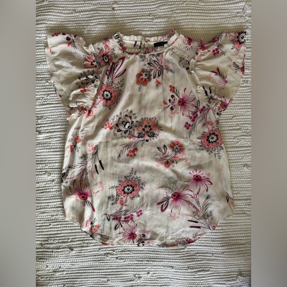 Ann Taylor Paisley Floral Smocked Ruffle Top - Picture 5 of 5